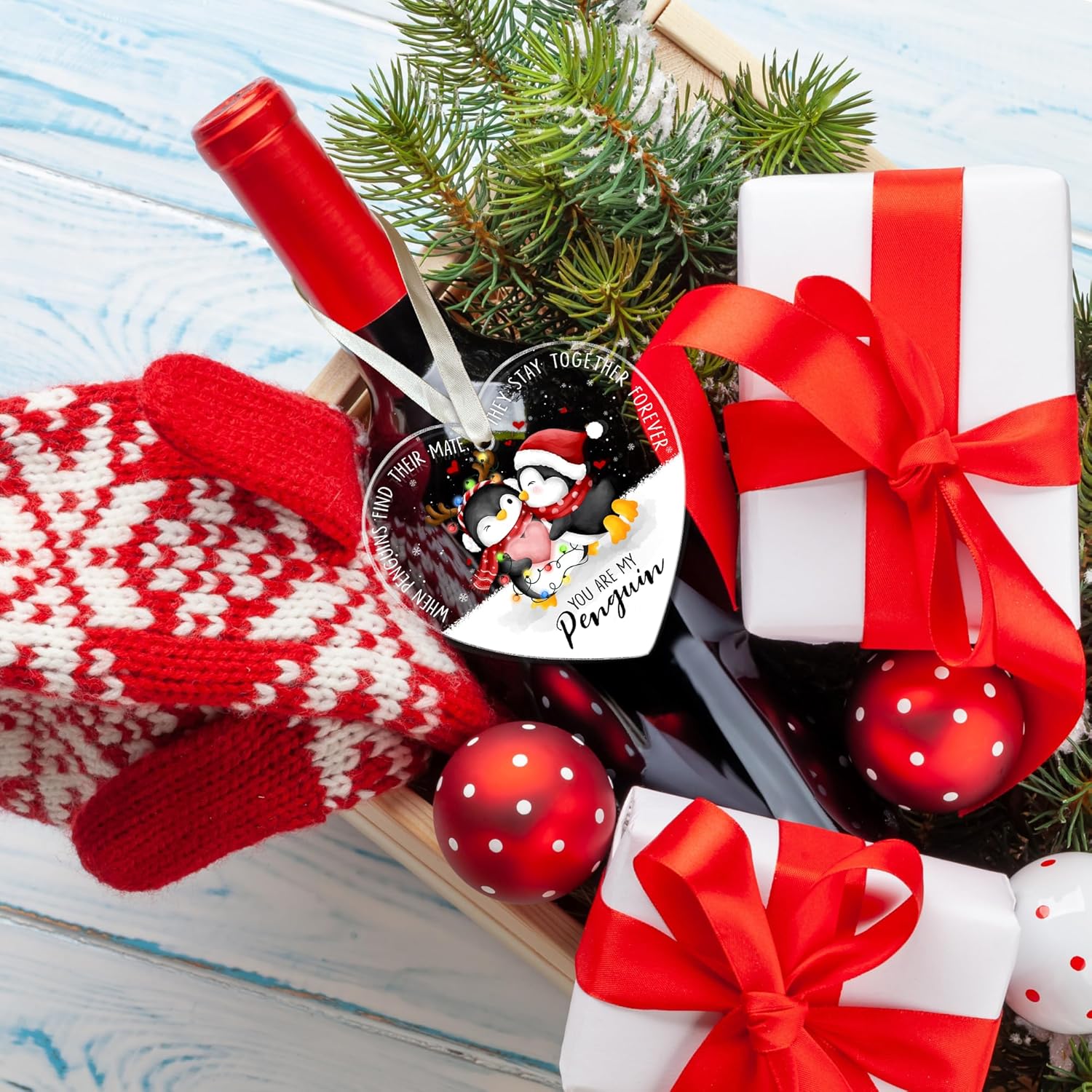 Couple Gifts - Couple Christmas Ornament 2025 - Couples Gifts for Him, Her - Christmas Ornaments for Boyfriend, Girlfriend, Husband, Wife - Penguin Gift Ideas for Couples - Acrylic Ornament - Image 6