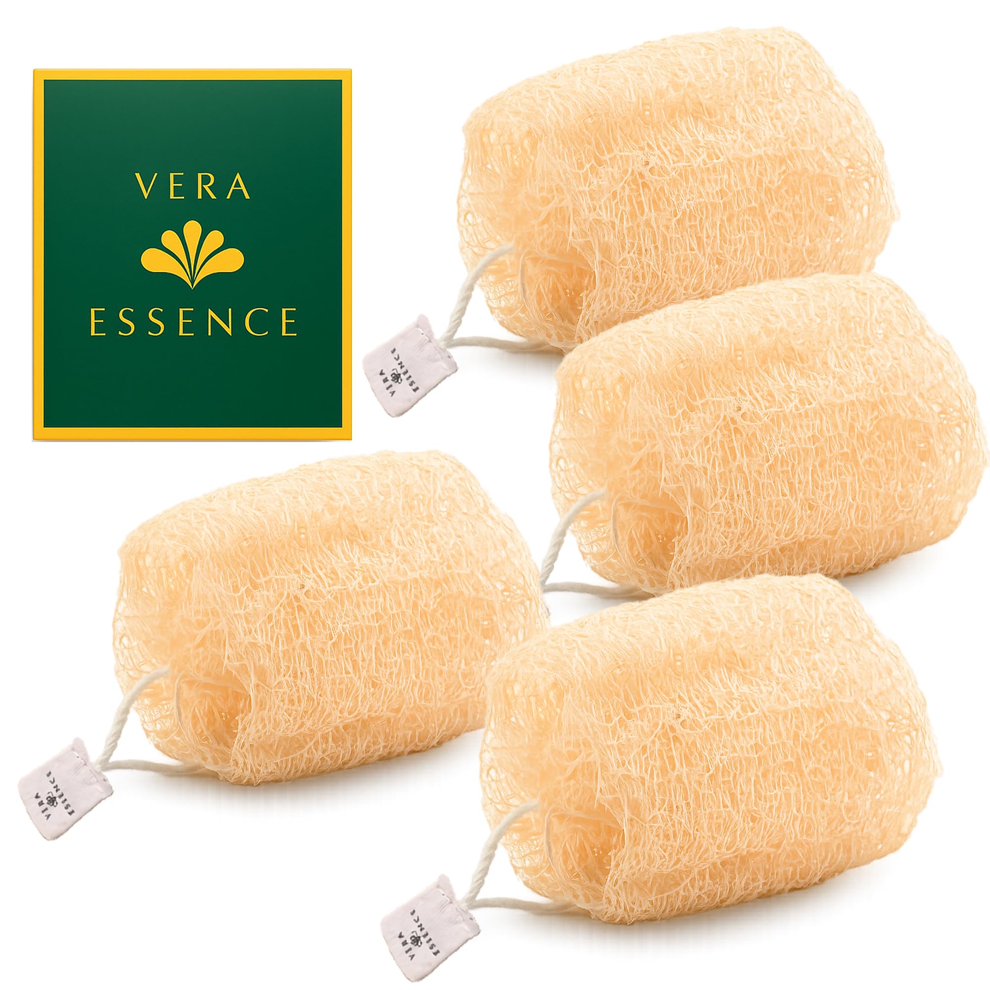 Natürlicher ägyptischer Luffa-Peeling, Körperschrubber (4 Stück) – Bio-Bad-Luffa-Schwamm für tiefenreine Hautpflege – umweltfreundlicher Dusch-Luffa für Damen und Herren – Gesichts-, Rücken- und