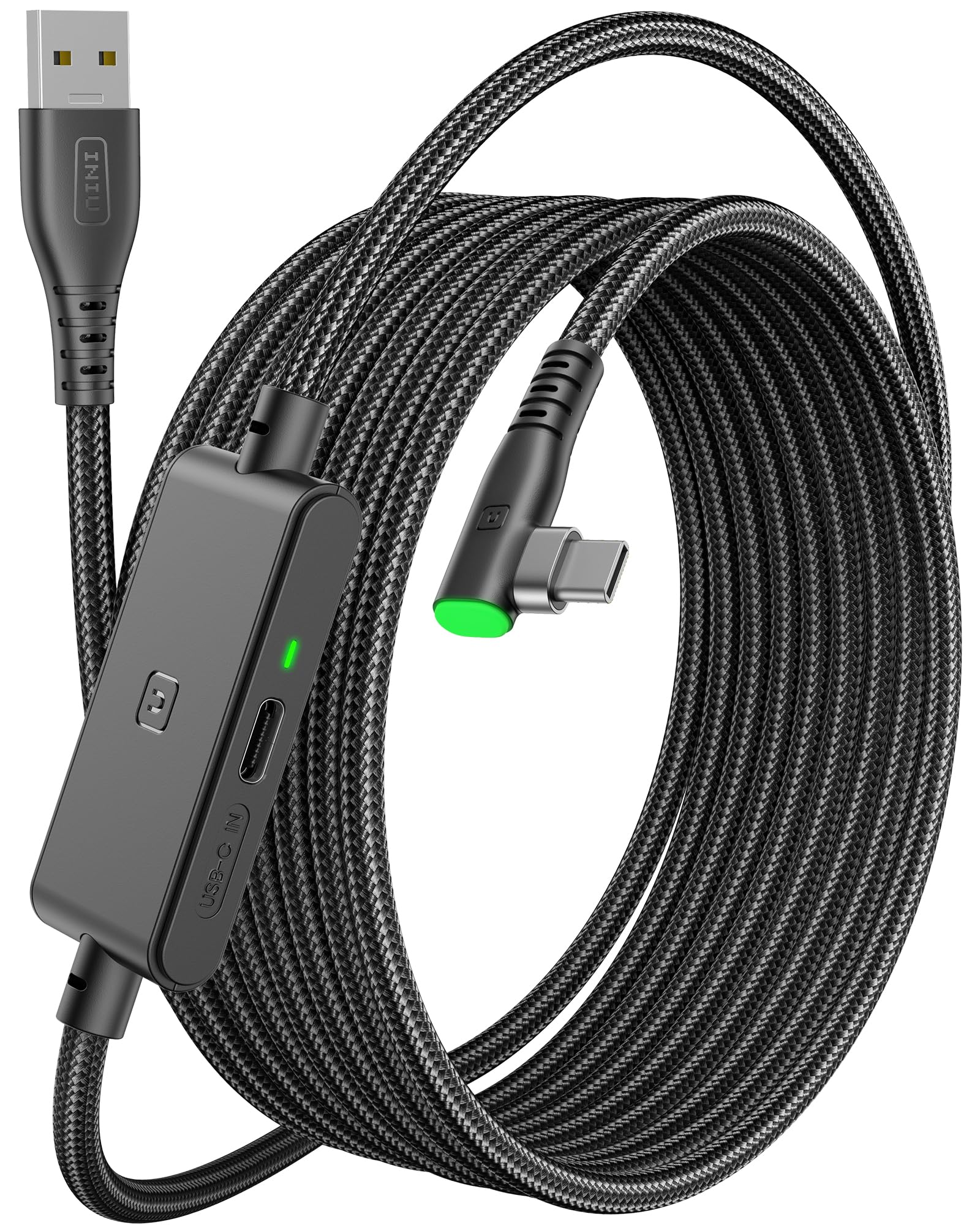 INIU Link Cable 5m with Separate Charging Port, VR Cable for Meta Oculus Quest 3s Quest 3 2 1 Quest Pro, Pico 4, PC VR Headset Steam VR Accesorios, High Speed USB 3.0 Data Transfer USB C CableClimatePartner certified