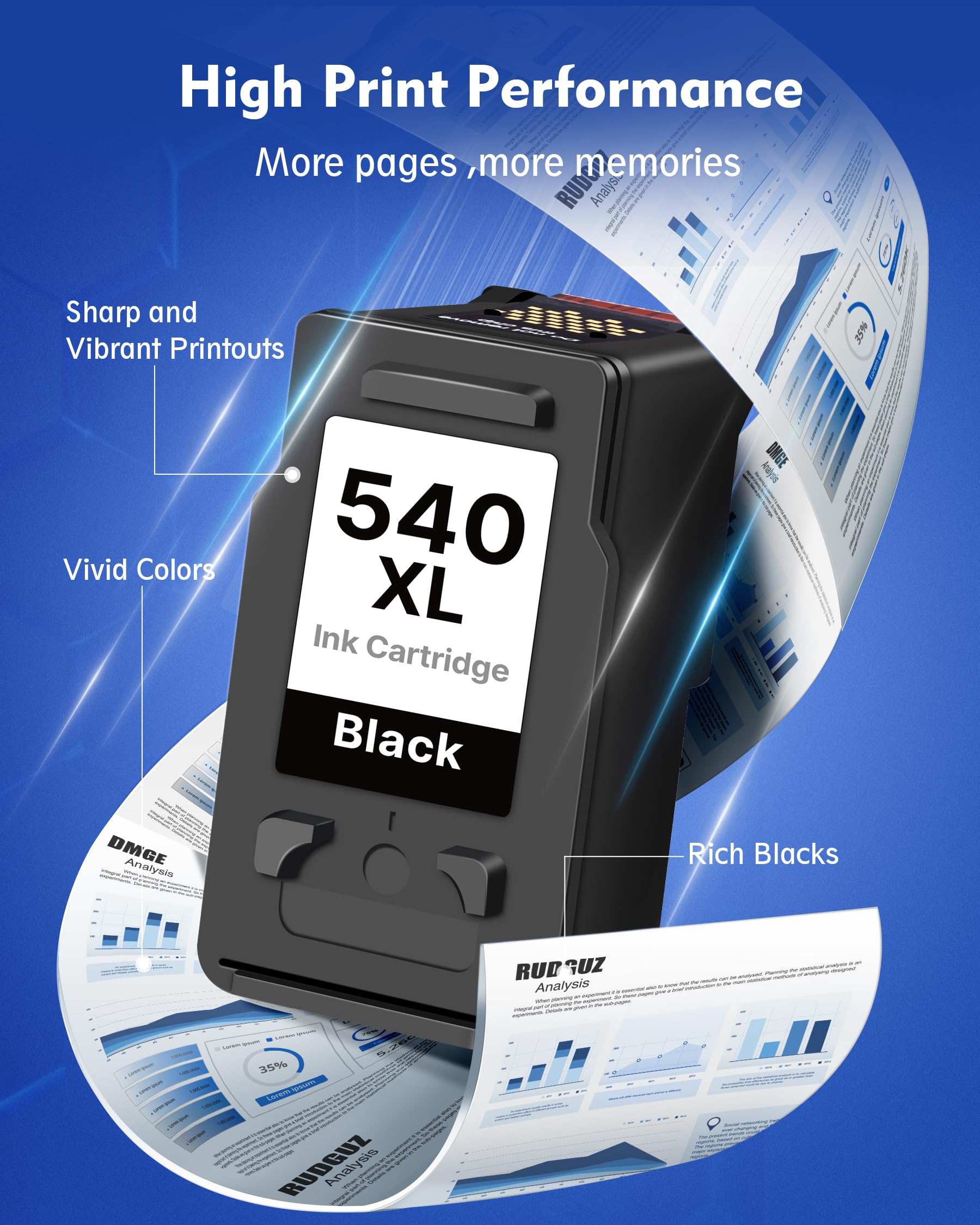 PG-540 XL 540 XL Nero Cartuccia d'inchiostro Sostituzione per Canon PG 540XL 540XL Nero per Canon Pixma MG3650s TS5150 TS5151 MG3550 MG4250 MG3600 MG3250 MG3150 MG2250 MX475 MG3650 MX395 (1 Nero)