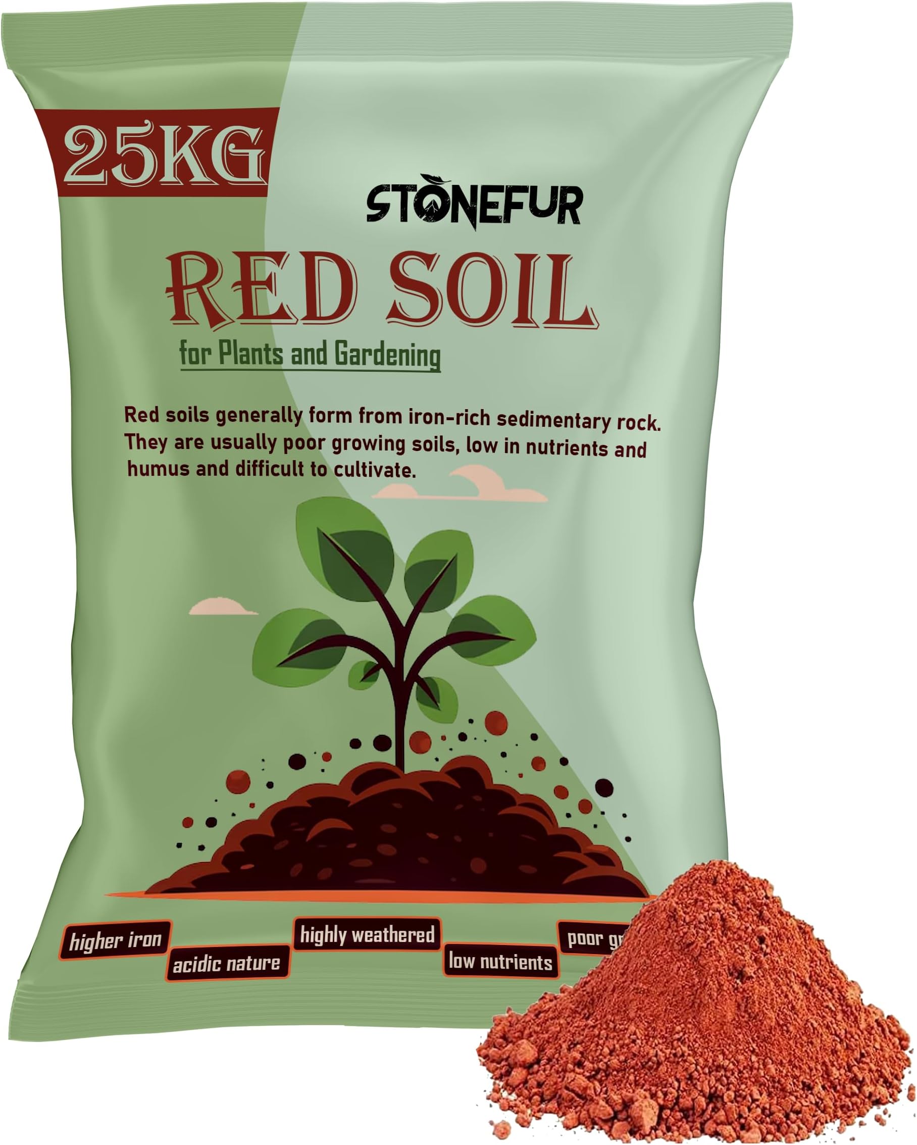STONEFUR Garden Red Soil for Plants - 25 Kg | Fertilizer for Plants | Manure for Home Gardening