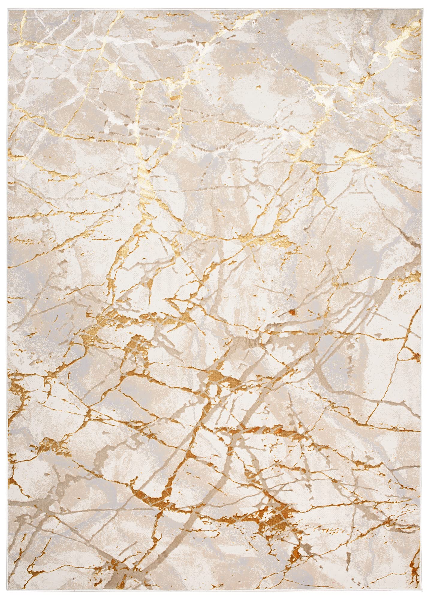 TAPISO Golden Alfombra de Pelo Corto Brillante Suave Diseño Moderno Beige Dorado Alfombra de Salón Dormitorio Habitación Comedor Oficina Oeko-Tex 140 x 200 cm