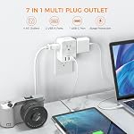 TESSAN Multi Plug Outlet Extender, Gray | 4 AC Splitter, 2 USB A Ports, 1 USB C Port, Surge Protector, Wall Outlet Expander