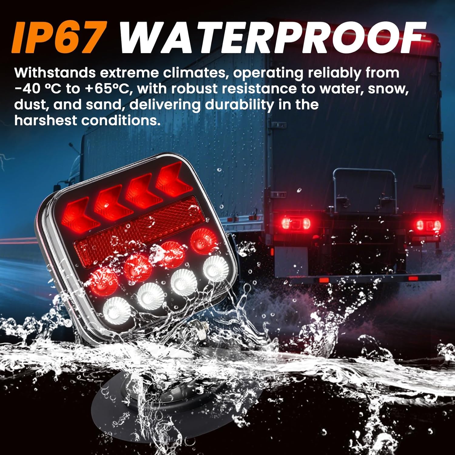 D-Lumina Magnetic Wireless Trailer Lights, Rechargeable LED Trailer Light for Towing Truck, Waterproof Towing Tail Lights Kit for RV Camper Boat Caravan, Portable Stop Turn Signal Brake Reverse Stop
