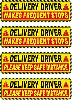 4pcs Delivery Driver Car Magnet Signs, 25x7.6cm/10x3 Inch 2 Design Reflective Magnetic Delivery Vehicle Signs Waterproof Frequent Stops Bumper Stickers Essential Accessories for Cars Vans Trucks