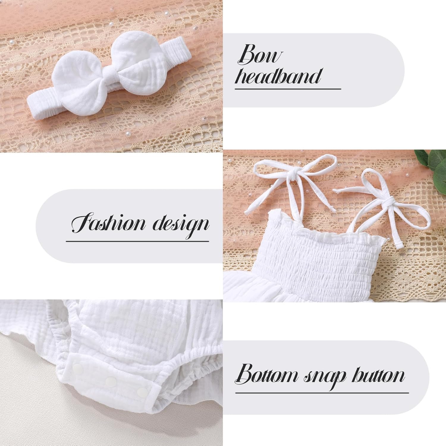 YOUNGER TREE Baby Girl Clothes Infant Summer Romper Dress Sleeveless Bodysuit Jumpsuit with Headband Toddler Outfits - Image 4