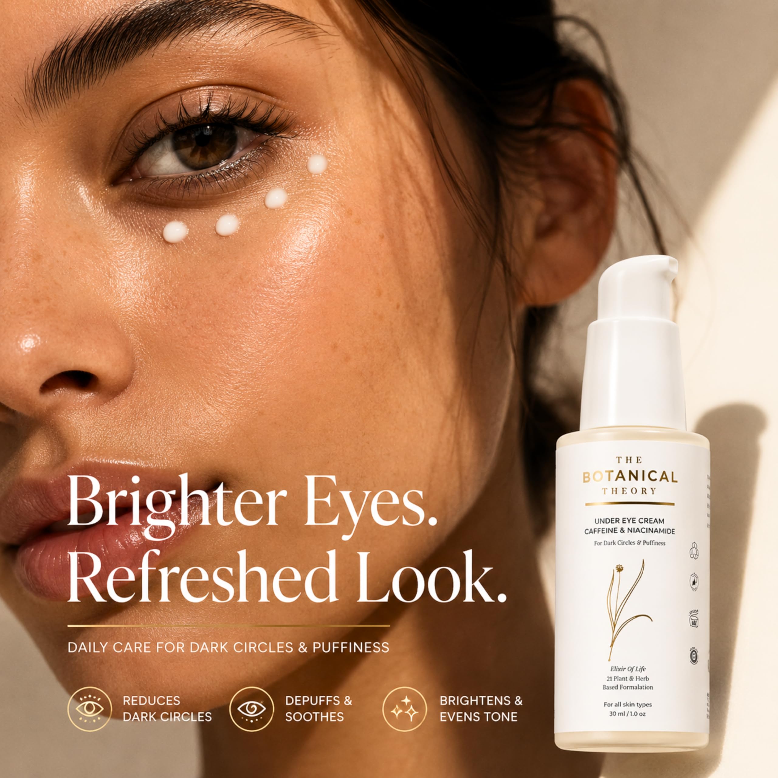 Under Eye Cream with Caffeine & Niacinamide | Reduces Dark Circles, Puffiness & Fine Lines | Hyaluronic Acid & Vitamin E | Hydrating Eye Cream | All Skin Types | Men & Women - 30 ML — Amazon image 2