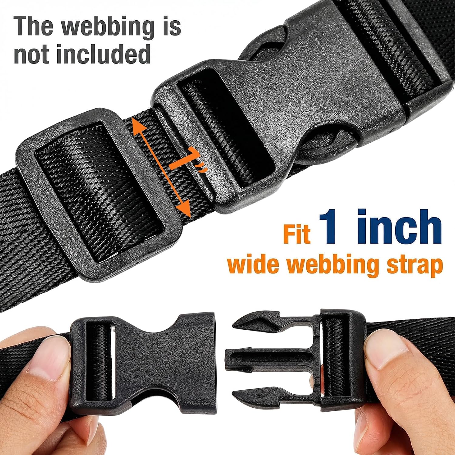 12 Set 1 inch Buckles for Straps with 24 pcs Tri-glide Slide Clip, Quick Side Release Buckle Fit 1 Inch Wide Nylon Strap,Plastic Buckle Replacement for Backpack Fanny Pack Belt