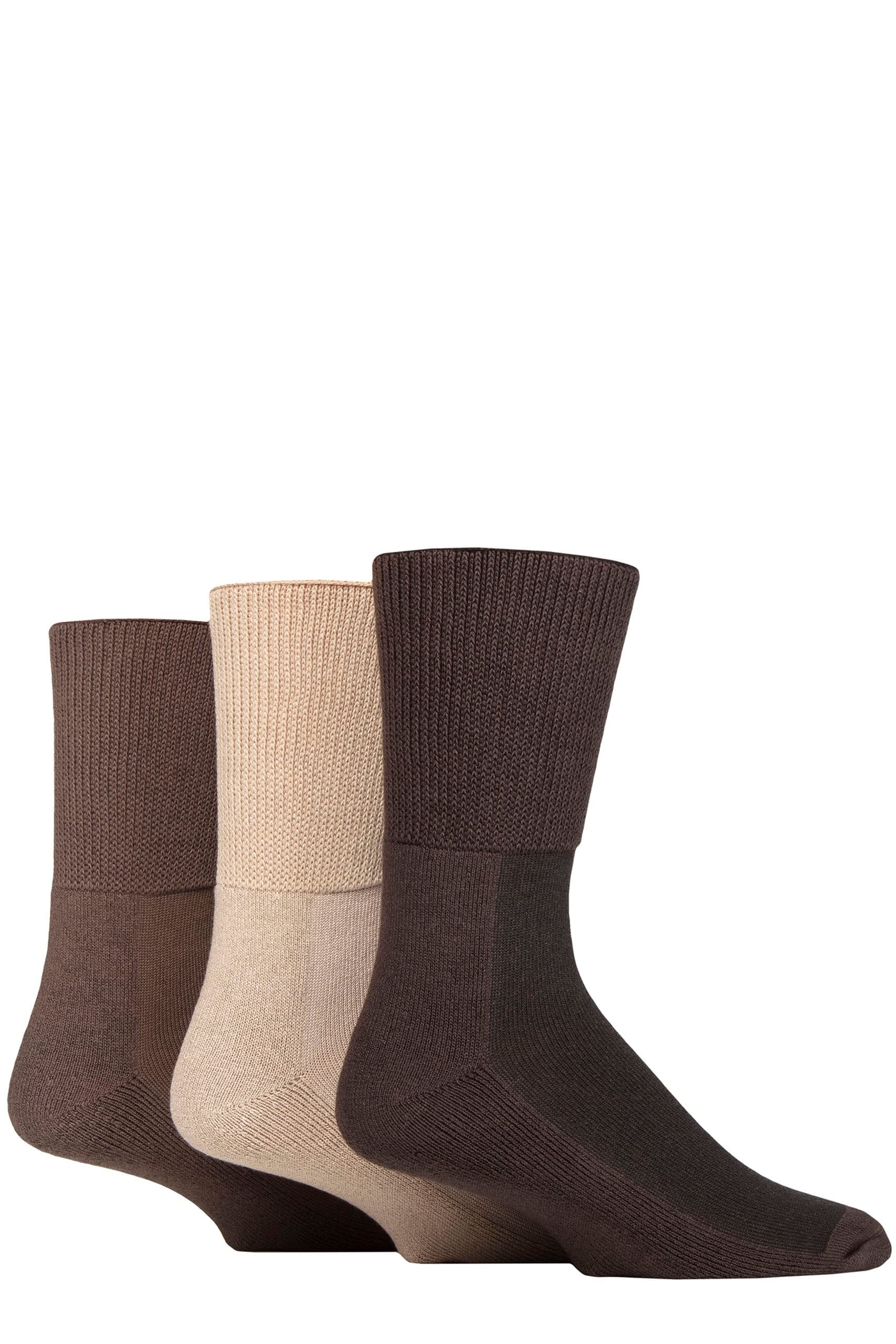 Iomi Unisex Coffee Bean Sockshop Footnurse Mens And Ladies Bamboo Cushioned Foot Diabetic Socks Pack Of 3 6-8.5