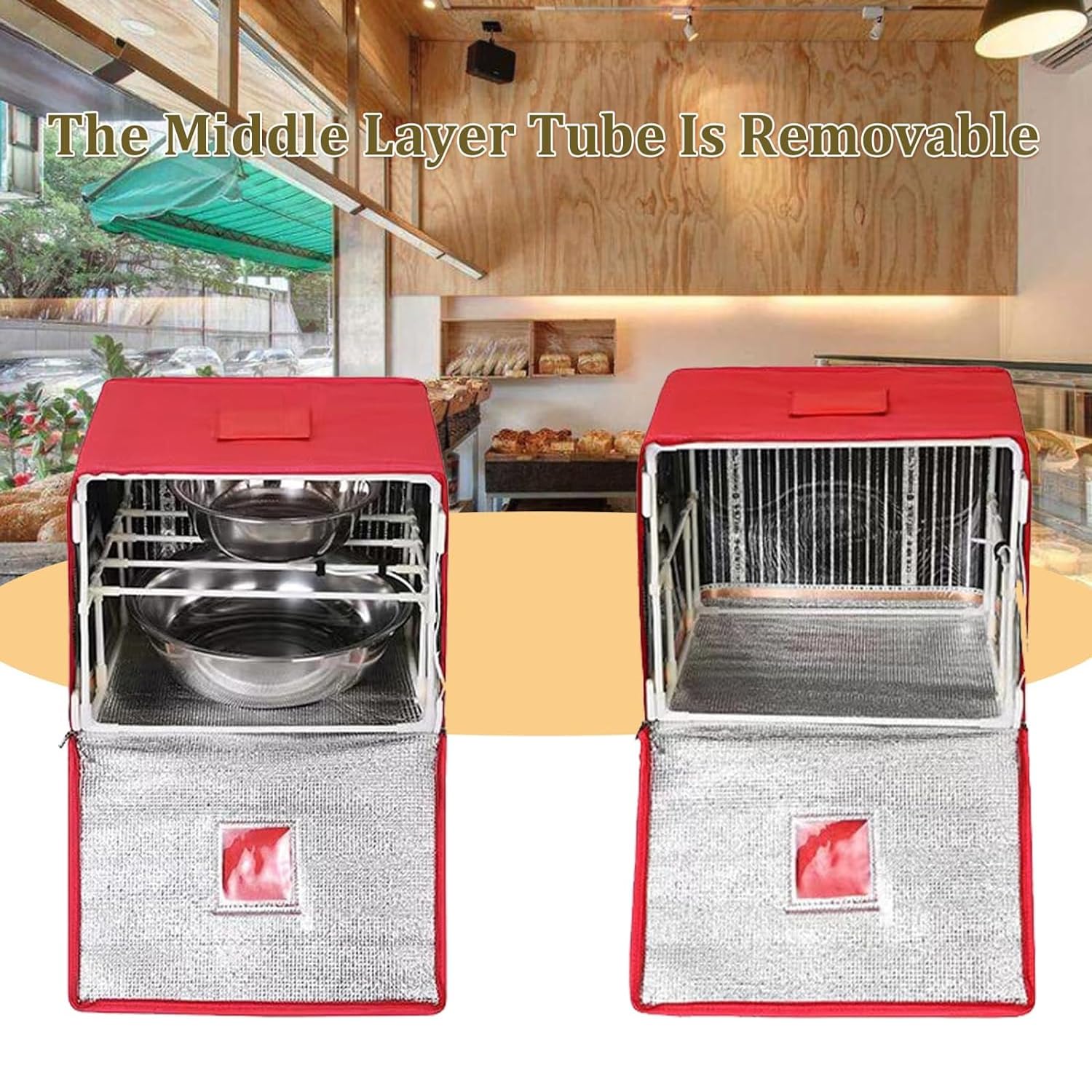 Boîte de fermentation de pain, armoire de fermentation de pâte pliante avec chauffage, double fenêtre, minuterie de 1 à 24 heures, support amovible, étuve de pâte pour pain, yaourt, vin de riz XXL