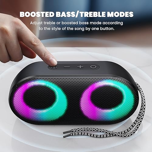 Miniatura 6 de MIATONE Altavoces Bluetooth portátiles con luces, altavoz inalámbrico con graves, 15 W, IPX7 impermeable, Bluetooth 5.3, tiempo de reproducción de