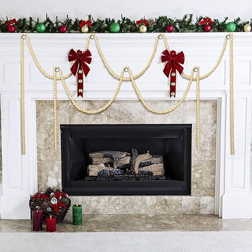 Miniatura 3 de Guirnalda de cuentas de madera de Navidad, guirnalda de cuentas de madera, decoración de árbol de Navidad para recuerdos de Navidad, 12 pies (color