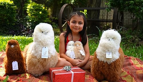 Miniatura 4 de Peluche de alpaca, 12 pulgadas, lindo, suave y tierno juguete de peluche de alpaca hecho a mano en piel natural de Alpaka real (12 pulgadas, beige)
