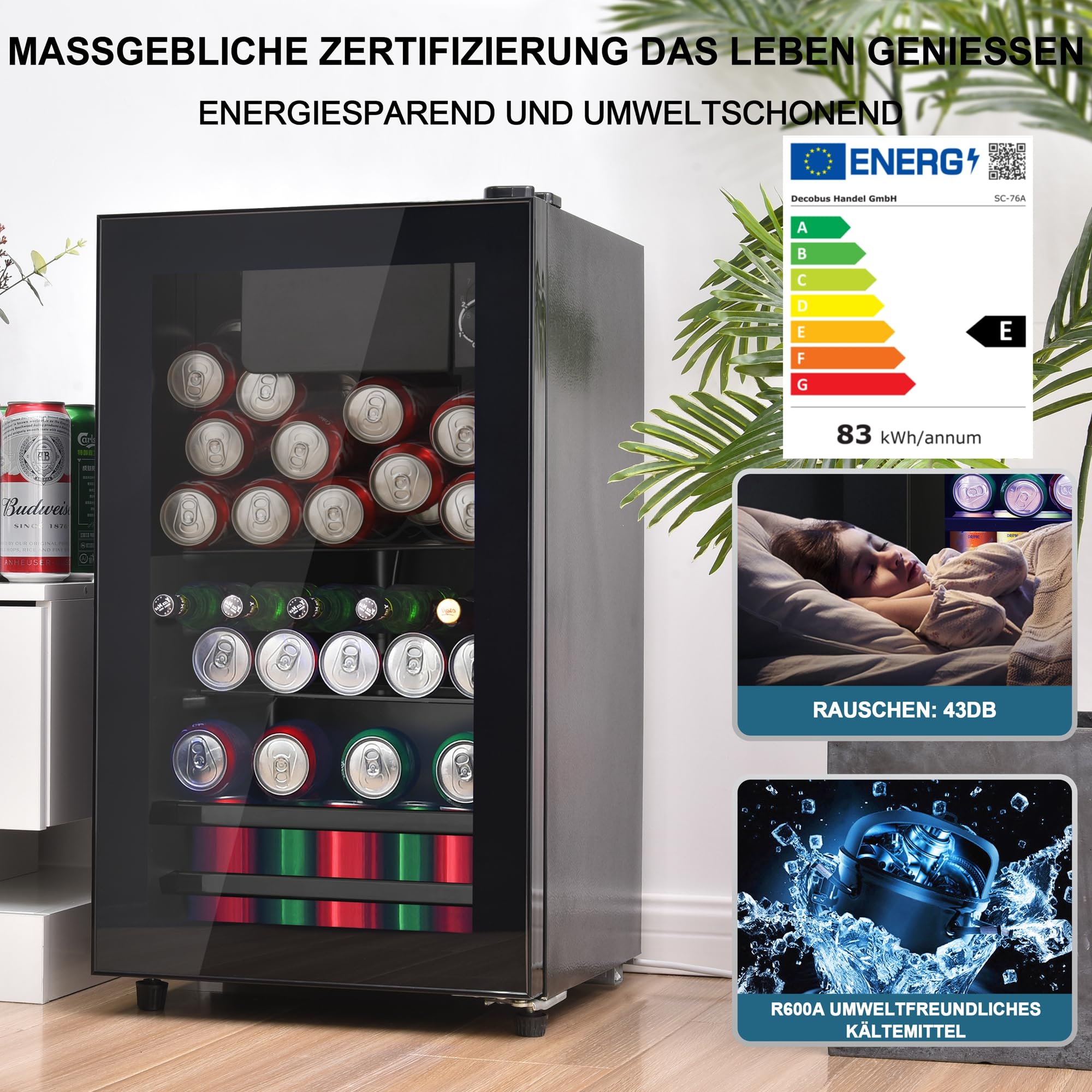 Merax 76L Einbaukühlschrank Kompressorkühlsystem energieeffizient leise