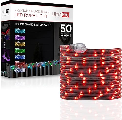 Miniatura 14 de UltraPro 67117 - Cuerda de luces LED, 16 pies, color negro ahumado, luz blanca fría de 5000 K, interior/exterior, discreta, elegante, flexible, Luz