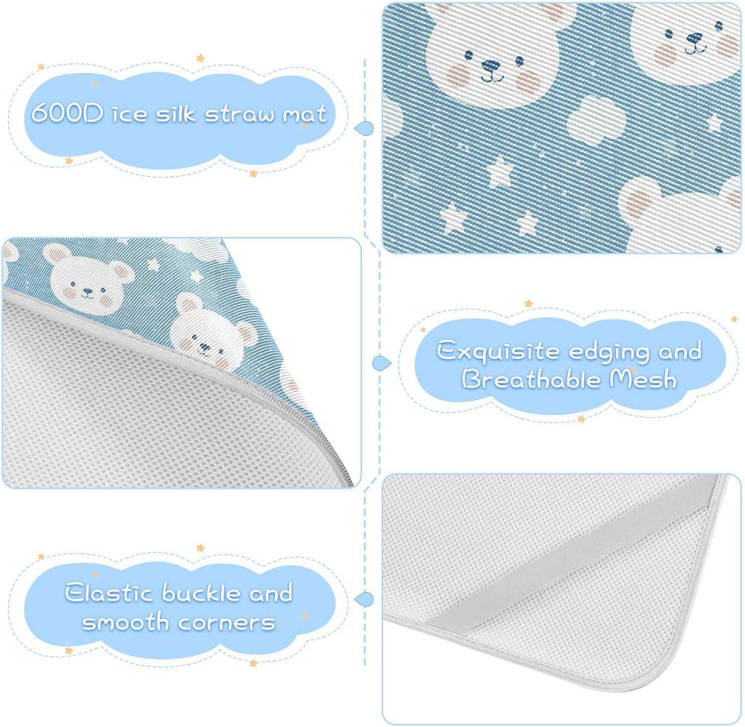 Cooling Baby Crib Waterproof Mattress 28" x 52" Breathable Cartoon Cute White Valentine Love Bear Padded Crib for Baby&Toddler