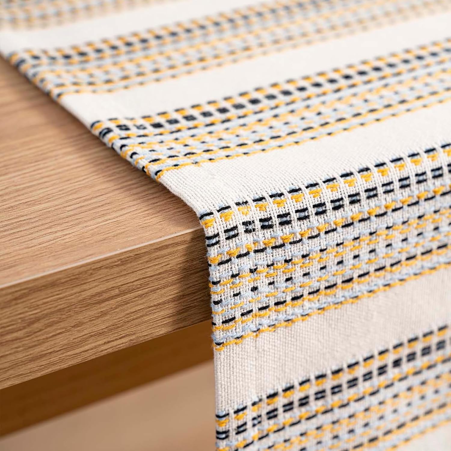 Cotton & Linen Table Runner 19.7 x 51.2 Inches | Decorative Fringe Table Cloth for Dining, Kitchen & Living Room | Farmhouse Home Decor for Christmas, Thanksgiving, Parties & Everyday Use