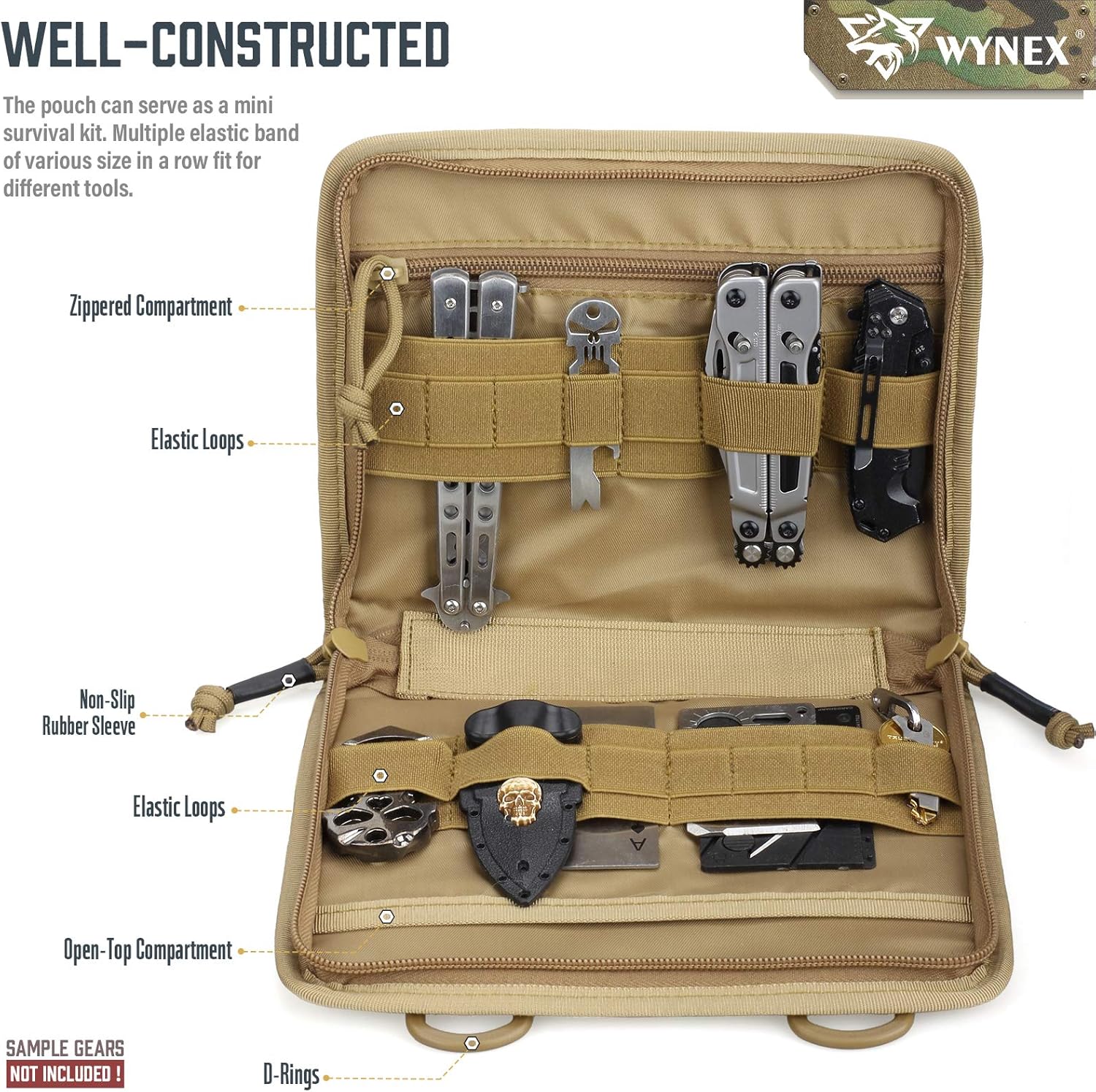 WYNEX Tactical Folding Admin Pouch, Molle Tool Bag of Laser-Cut Design, Utility Organizer EDC Medical Bag Modular Pouches Tactical Attachment Waist Pouch Include U.S Patch : Sports & Outdoors