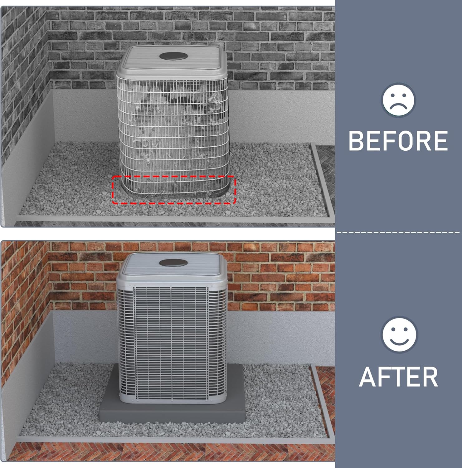 Flamorrow Mini Split Pad for Ductless Mini Split Air Conditioner Heat Pump Systems, 36 x 36 x 3 inches Plastic Equipment Pad for Outdoor Condenser Units