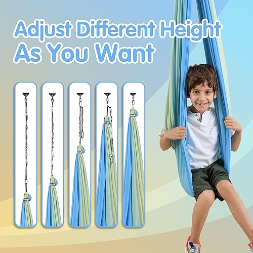 Miniatura 7 de Columpio sensorial para interiores y exteriores para niños y adultos, terapia de doble capa para niños con autismo, soporta hasta 300 libras