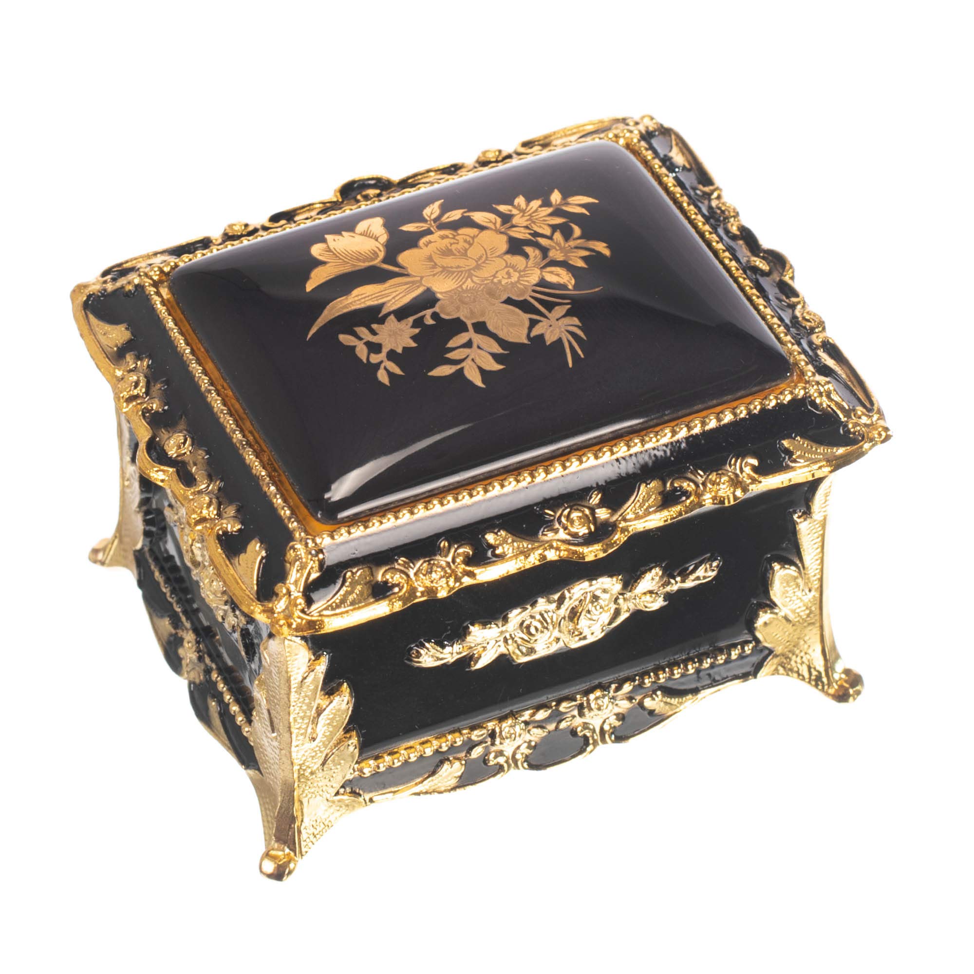 Splendid Music Box Black Floral Music Box Jewelry Box playing Fur Elise