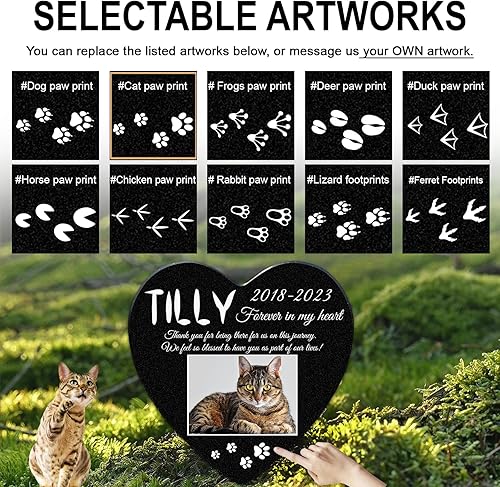 Miniatura 3 de Piedras conmemorativas para mascotas en forma de corazón de 10 pulgadas, regalos personalizados de recuerdo de perros, placa de duelo personalizada