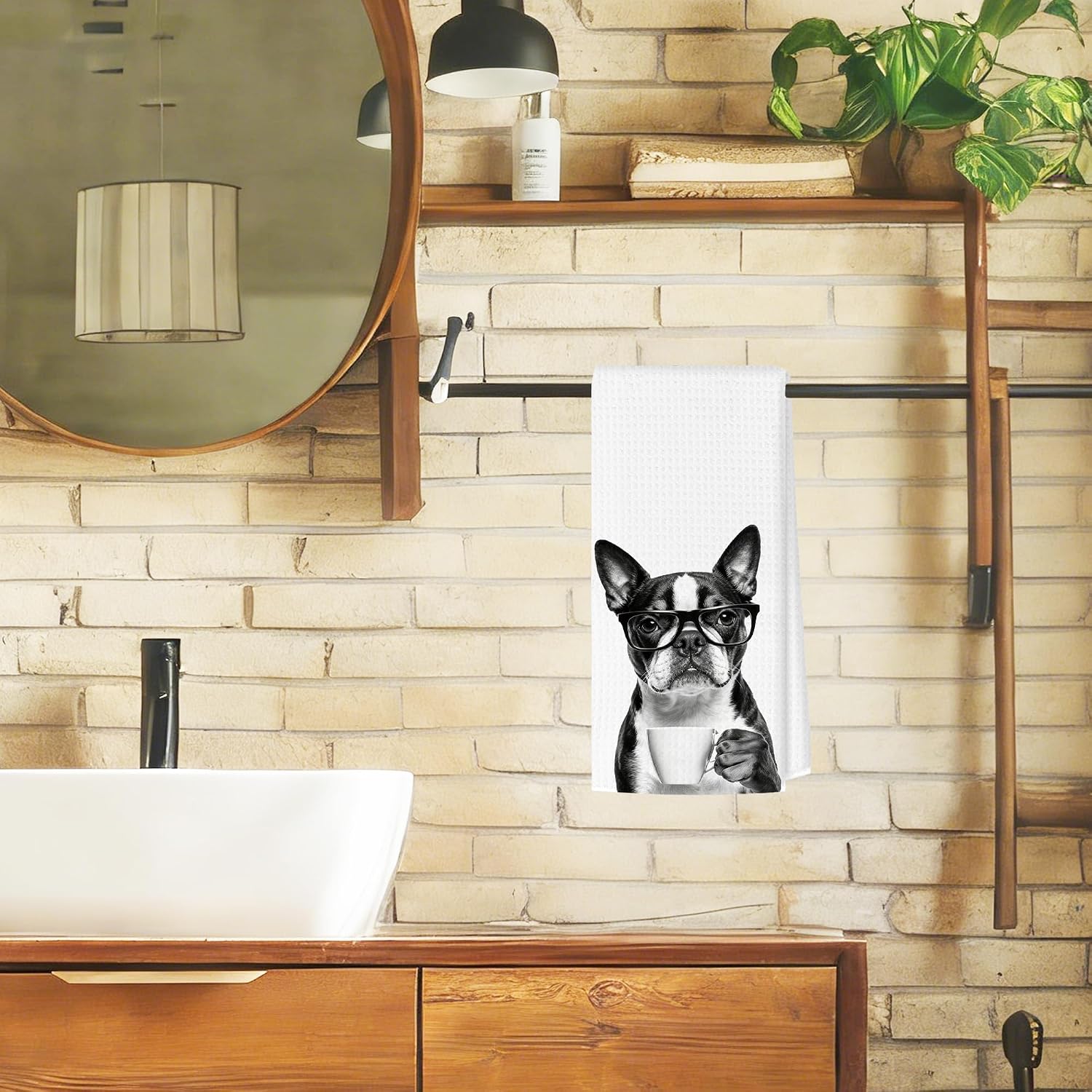 Funny Boston Terrier Kitchen Towels, Dog Kitchen Accessories, Dog Chef Gifts for Women Decorative Hand Towels for Kitchen Decor, Coffee Lovers Gifts Dish Tea Towel, 16x24 Inch
