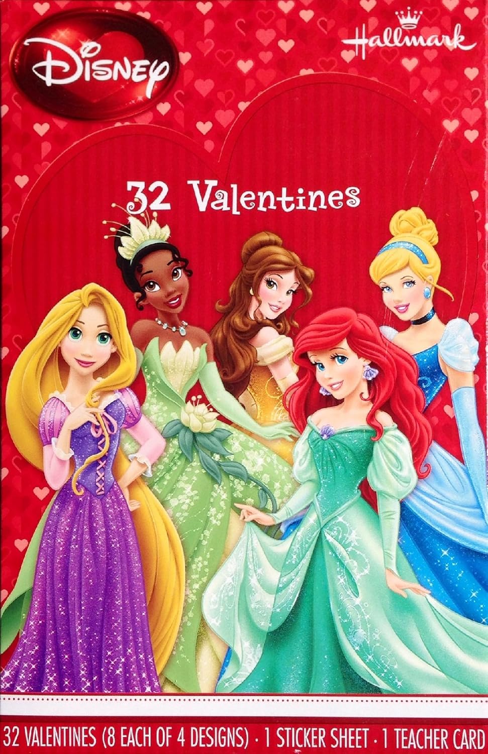 Disney Princess Valentines (32) with Sticker Sheet Toys