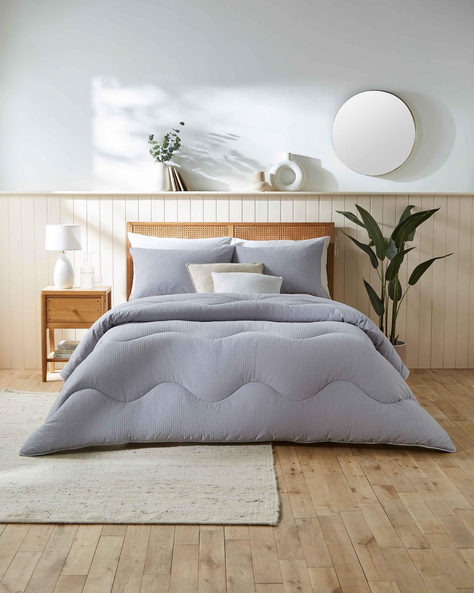 Night Lark Coverless Duvet Cotton Waffle Collection – Coverless Duvet King Size 10.5 Tog with Advanced Smartfil® Fiber, Machine Washable, Hypoallergenic – Grey, King Bed Size
