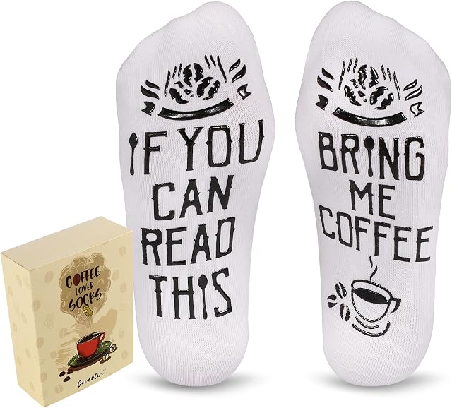 Cavertin Women's Novelty Bring me Chocolate Socks, Coffee Socks with Gift Box (Coffee)