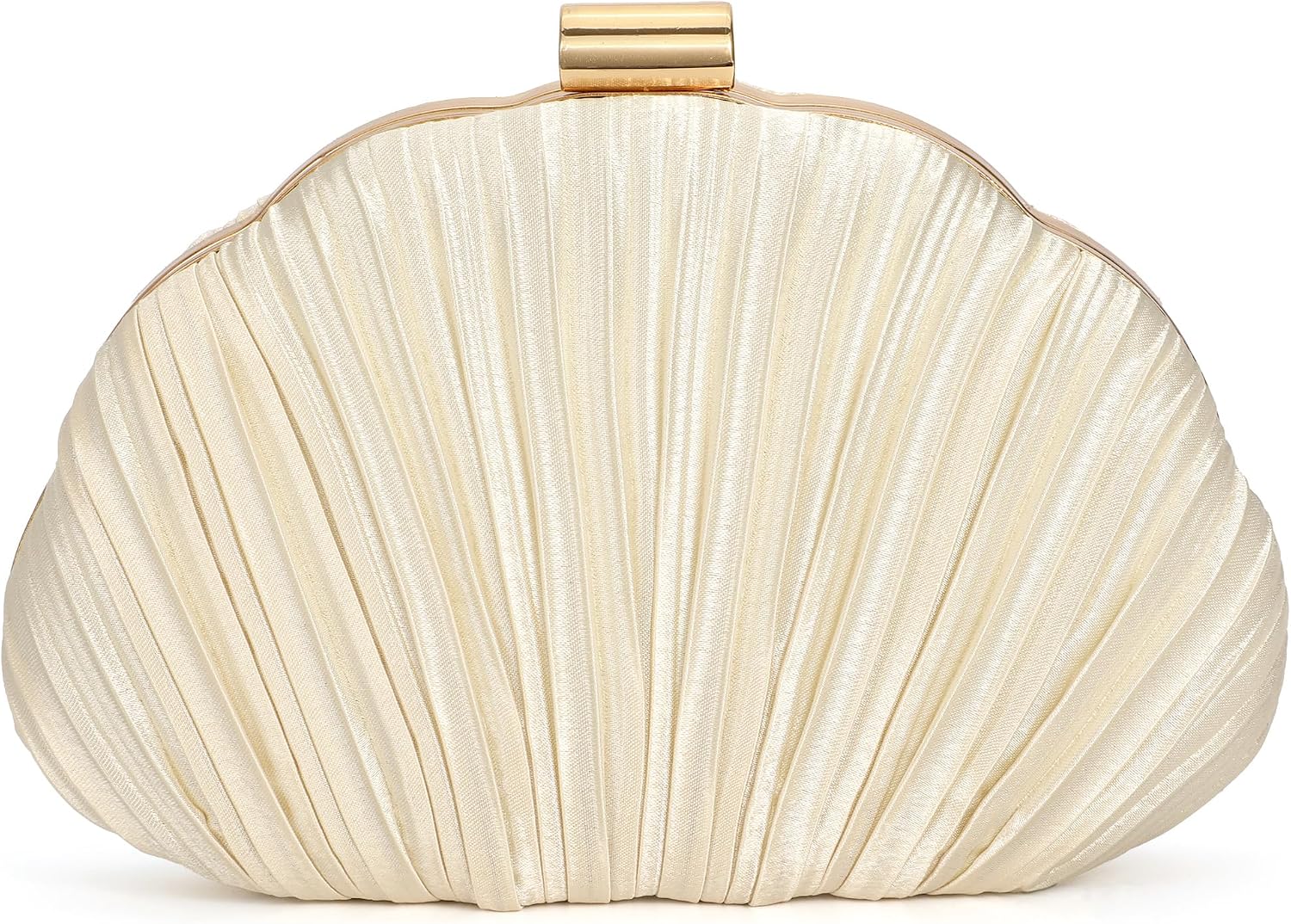 Women’s Shell Shaped Clutch Purse Satin Pleated Evening Handbag