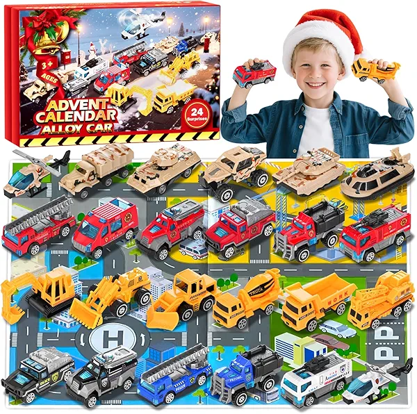 Advent Calendar 2025 Alloy Car Toys for Kids Advent Countdown Calendar Christmas Stocking Stuffer For Boys Girls Gifts 3 age+