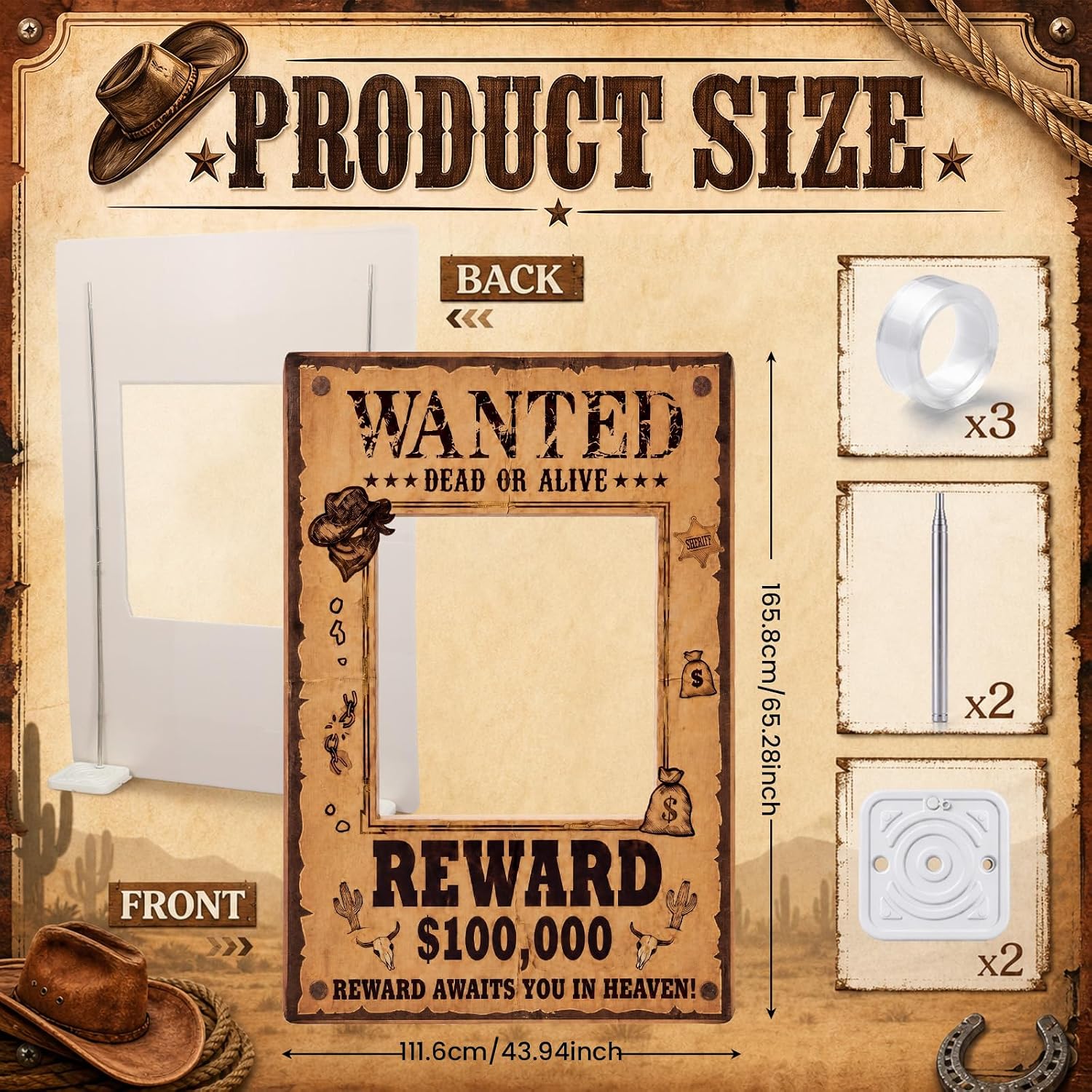 Funrous 5.4 ft Western Wanted Photo Booth Stand up