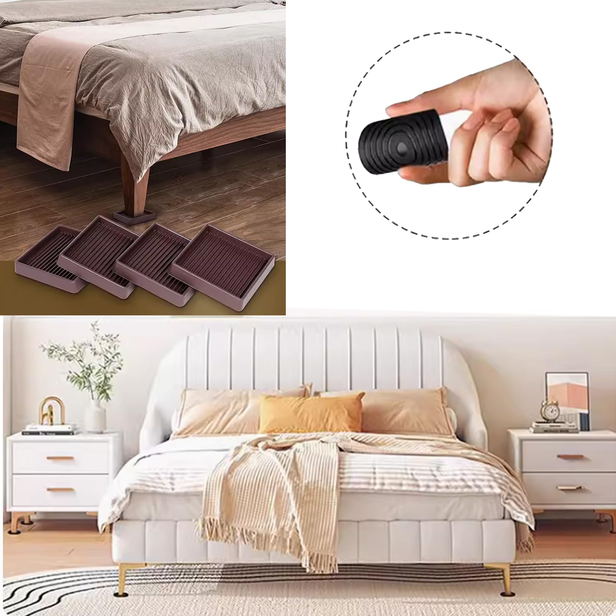 8-Pack 2x2 Inch Non-Slip Furniture Pads - Rubber Anti-Skid Floor Protectors For Chairs, Couches & Beds