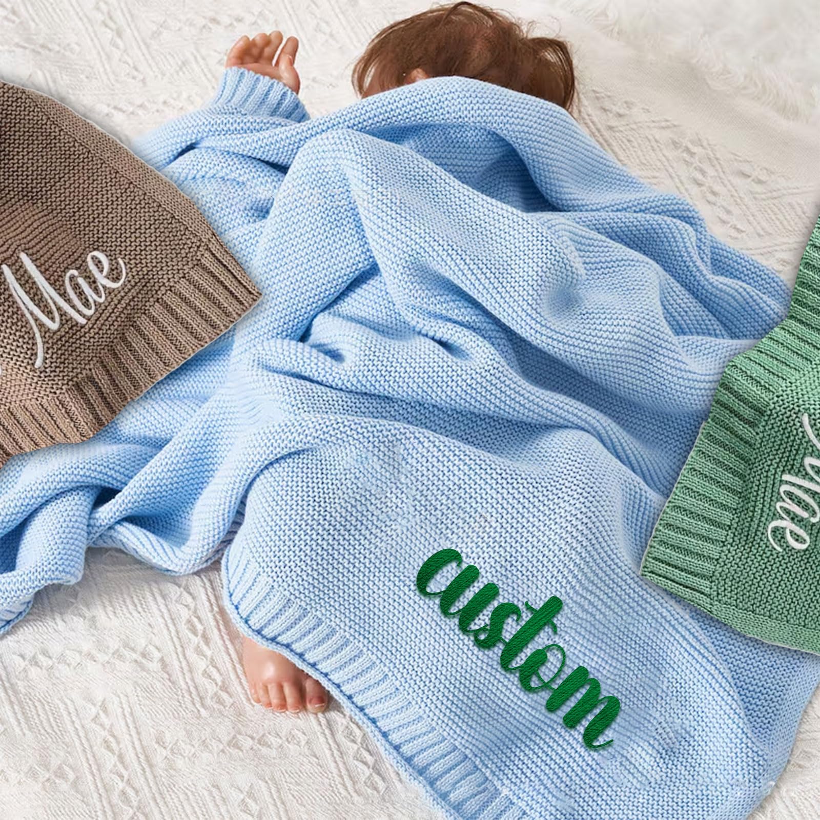 Personalisierte Babydecke mit Namen Baumwolle, 22 Farben zur Auswahl, Strickdecke Baby Decke Neugeborenen Personalisiert, Babydecke Junge Mädchen Geschenk Personalisiert Geschenke mit Namen (Bunt)