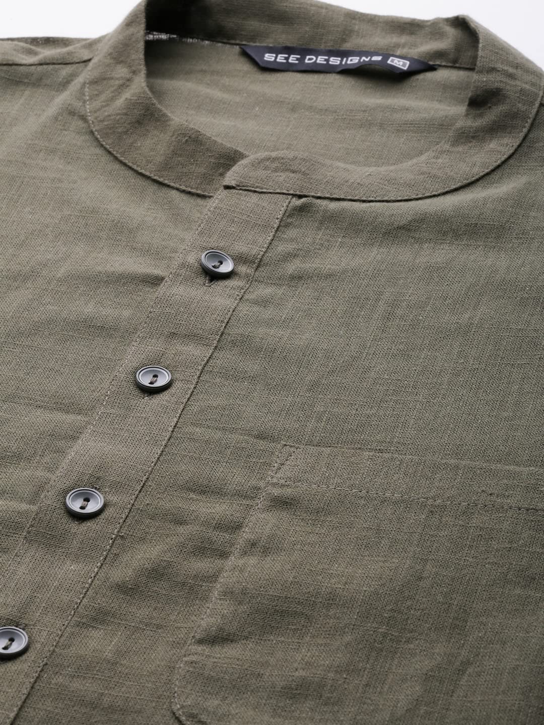 See Designs Men's Khaki Cotton Straight Kurta With Slub Effect - Sdkt1015Xs (Xs)