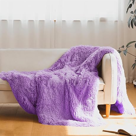 Purple Faux Fur Throw Blanket,50" x 60" Fluffy Soft Blanket