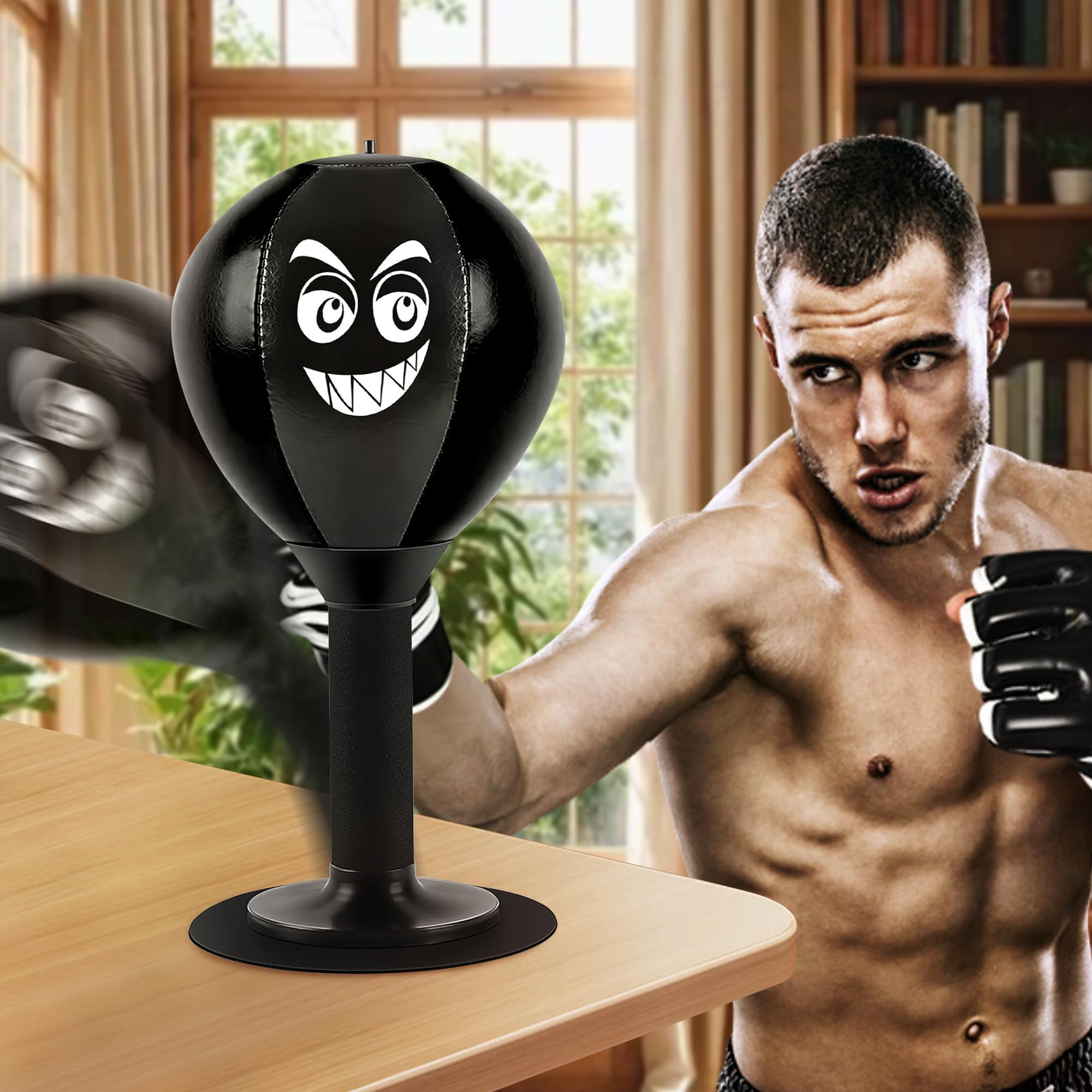 Sacco da pugilato da tavolo, sacco da boxe desktop autoportante con ventosa, borsa per colpi Rage, sacco da pugilato desktop mini, per attività a casa e in ufficio per lo stress