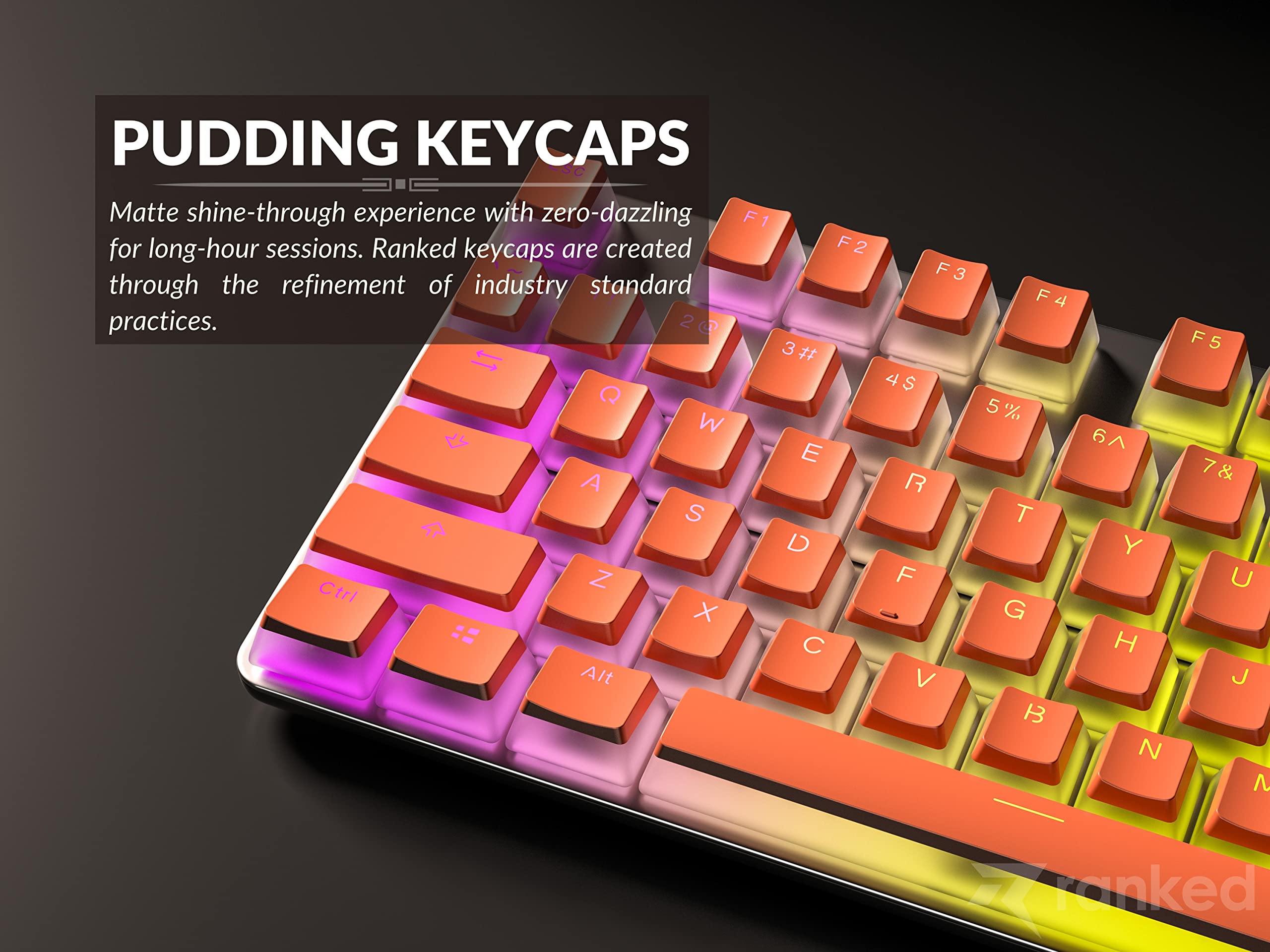 Ranked Pudding PBT Keycaps, Coral, 112 Keys - Image 3