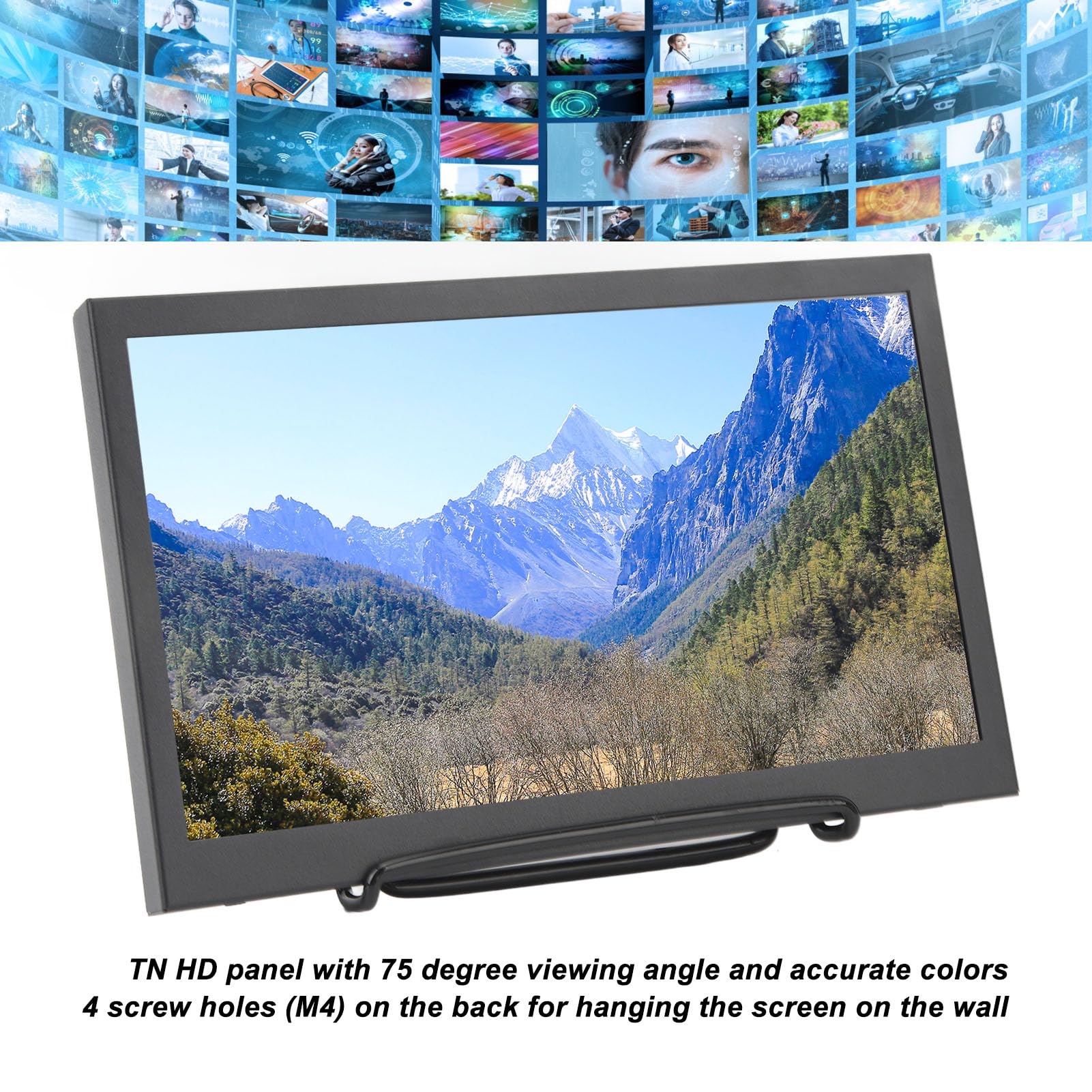 Jiawu Mały Monitor Multimedialny HD o Przekątnej 10,1 Cala z żywym Kolorowym Wyświetlaczem do Komputera i Telewizora, Wykonany ze Stopu Aluminium