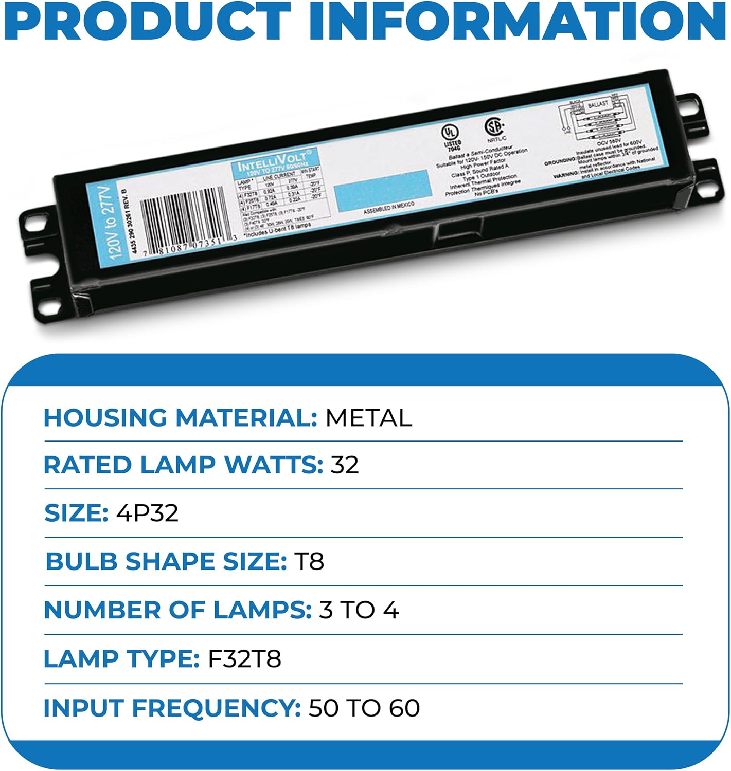 OHLECTRIC 10 Pack - Replacement for ICN4P32-SC 3&4 Lamp - T8 Fluorescent Ballast, Electronic Ballast Replacement 120-277 Volt, Instant Start - Standard and Energy Efficient Ballasts - UL Approved