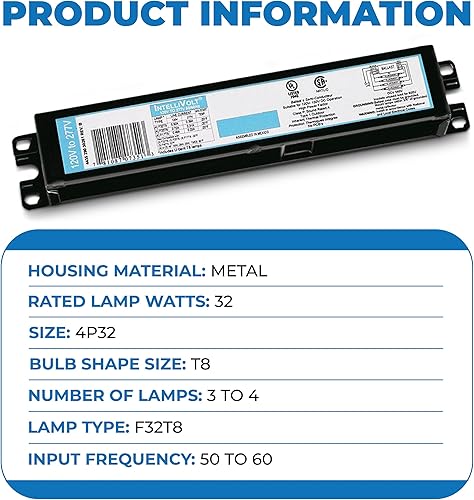 Miniatura 9 de OHLECTRIC Paquete de 10 repuestos para ICN-1P32-SC 1 lámpara  Balasto electrónico fluorescente T8  120-277 voltios  Inicio instantáneo  Balastos