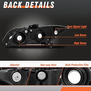 for 2012-2015 Honda Civic Headlights Assembly Black Pair