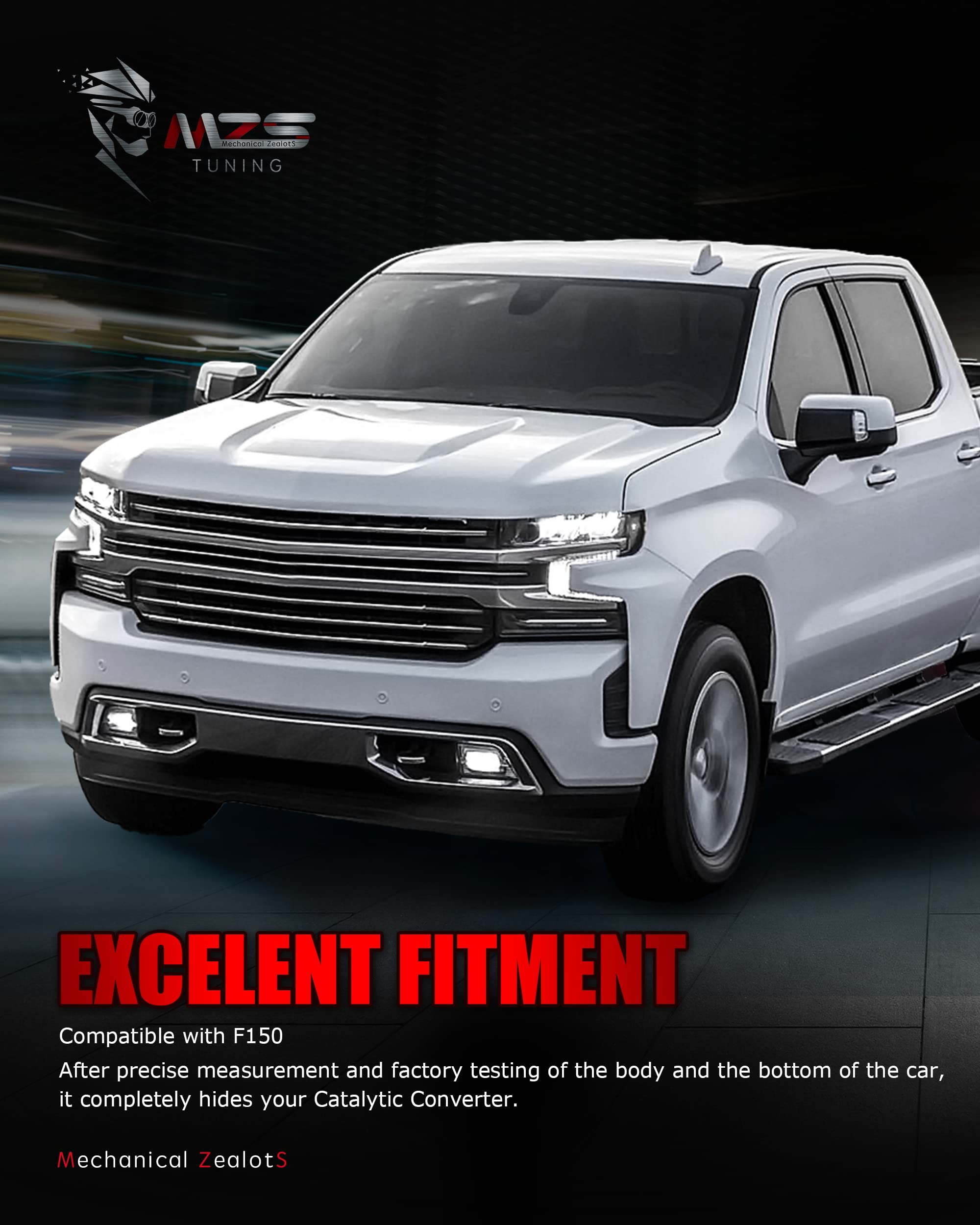 MZS Catalytic Converter Protection Shield, Anti-Theft Cat Protector Security Compatible with 2009-2024 F150 Aluminum Replacement