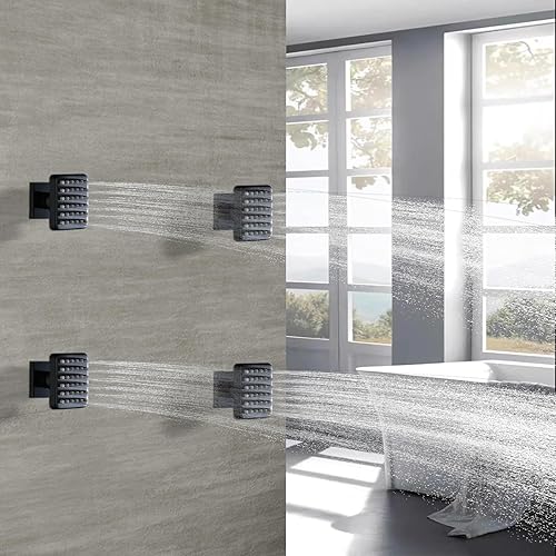 Vista 10 de Chorro de ducha de latón macizo, chorro de cuerpo cuadrado para ducha, chorro de ducha corporal de alta presión, chorro de pulverización de masaje