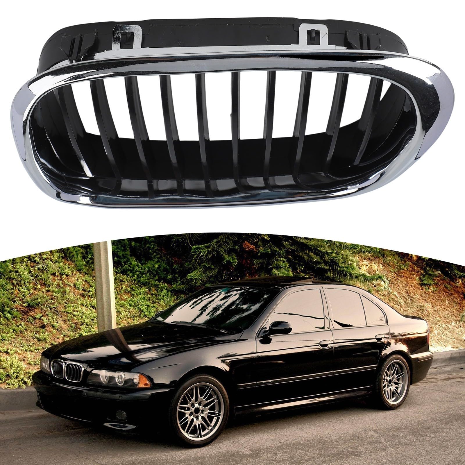 Grille avant chromée noire pour BMW E39 1997–2003, pare-chocs de rechange ABS pour 525i 528i pour 530i 540i M5, grille d'admission d'air de style sport, OEM 51137005837 51137005838 (droite)