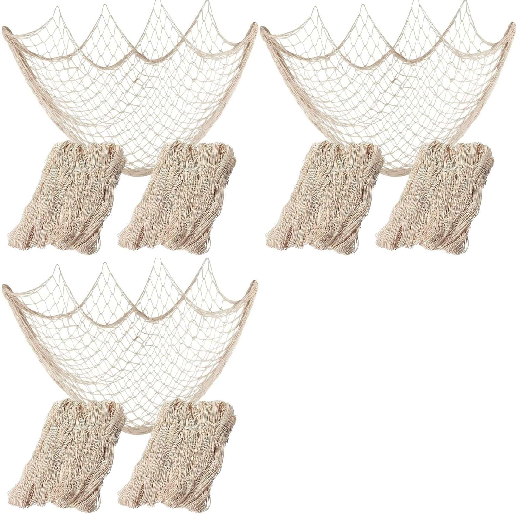Hndhbfgrt 6x Nautical Decorative Fishing Net, Sea Theme Fish Net Decor for Party/Wall Decoration Background,59x 39inch