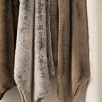 EVERGRACEHOME Luxury Soft Faux Chinchilla Fur Throw Blanket for Couch, Warm Thick Heavy Winter Throw Blanket 1220GSM for Bed, Fluffy Cozy Mink Blanket with Reversible Velvet, Arctic White, 50x60
