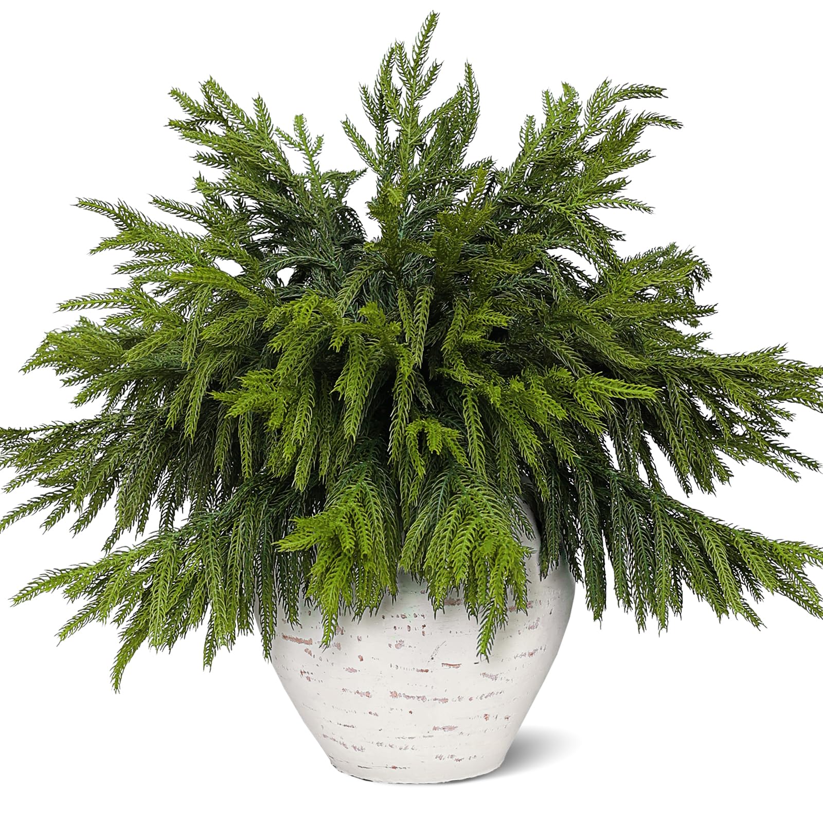 40 Pcs Real Touch Norfolk Pine Branches, Artificial Christmas Green Plants Branch Faux Greenery Stem Fake Pine Picks for Vase DIY Crafts Garland Wreath Xmas Indoor Outdoor Decor(18 Inches)