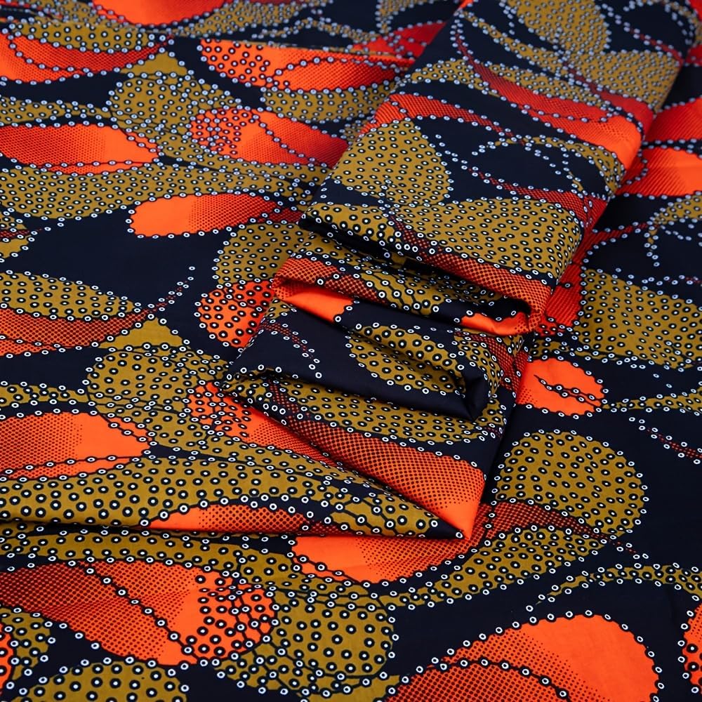 6yard African Ankara Wax Printing Fabric Used for Party Clothing Craft DIY Sewing Textiles Polyester Nigeria (Brown)